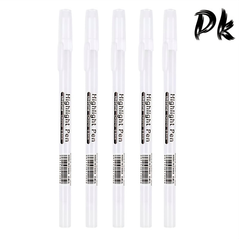 5pcs Canetas De Destaque Brancas 0.8mm