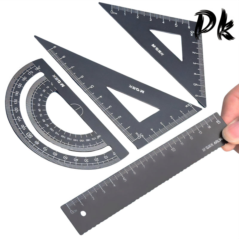 Conjunto Régua De Alumínio Com Metal Compasso/Geometria/Maths/Escola/Escritório