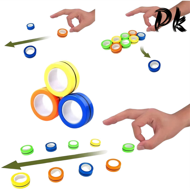 Anéis de dedo magnéticos para adultos, brinquedo Fidget colorido, anéis giratórios, alívio do estresse, terapia de alívio da ansiedade, 3pcs