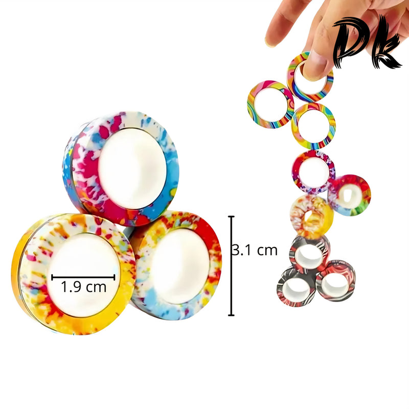 Anéis de dedo magnéticos para adultos, brinquedo Fidget colorido, anéis giratórios, alívio do estresse, terapia de alívio da ansiedade, 3pcs