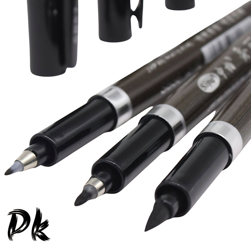 3 Pçs/Set Pincel Caneta Caligrafia Palavras Chinesas Aprendizagem Papelaria StudentArt DrawingMarker Canetas