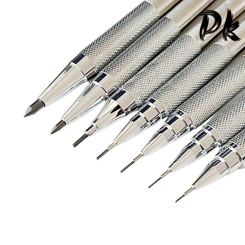 Metal lápis mecânico conjunto com Pen Box, apontador de lápis automático, Art Sketch, Eraser chumbo, 0.3mm, 0.5mm, 0.7mm, 0.9mm, 1.3mm, 2.0mm