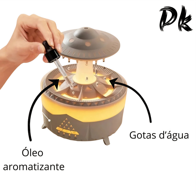 Umidificador Difusor De Aroma De design Nuvem e Chuva 7 Cores Luz Noturna Doméstica